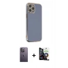 MARSİLYAN™- iPhone 12 Pro Max Kılıf Yankı Serisi - Şeffaf Temperli Cam Ekran Koruyucu + Neon Fosforlu Kamera Lens - BZ