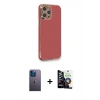MARSİLYAN™- iPhone 12 Pro Max Kılıf Yankı Serisi - Şeffaf Temperli Cam Ekran Koruyucu + Neon Fosforlu Kamera Lens - MI