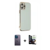 MARSİLYAN™- iPhone 12 Pro Max Kılıf Yankı Serisi - Şeffaf Temperli Cam Ekran Koruyucu + Neon Fosforlu Kamera Lens - MI