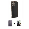 MARSİLYAN™- iPhone 12 Pro Max Kılıf Yankı Serisi - Şeffaf Temperli Cam Ekran Koruyucu + Neon Fosforlu Kamera Lens - BZ
