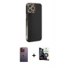 MARSİLYAN™- iPhone 12 Pro Max Kılıf Yankı Serisi - Şeffaf Temperli Cam Ekran Koruyucu + Neon Fosforlu Kamera Lens - TU