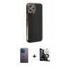 MARSİLYAN™- iPhone 12 Pro Max Kılıf Yankı Serisi - Şeffaf Temperli Cam Ekran Koruyucu + Neon Fosforlu Kamera Lens - MI
