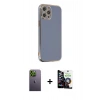 MARSİLYAN™- iPhone 12 Pro Max Kılıf Yankı Serisi - Şeffaf Temperli Cam Ekran Koruyucu + Neon Fosforlu Kamera Lens - YL