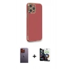 MARSİLYAN™- iPhone 12 Pro Max Kılıf Yankı Serisi - Şeffaf Temperli Cam Ekran Koruyucu + Neon Fosforlu Kamera Lens - TU