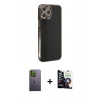 MARSİLYAN™- iPhone 12 Pro Max Kılıf Yankı Serisi - Şeffaf Temperli Cam Ekran Koruyucu + Neon Fosforlu Kamera Lens - YL
