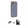 MARSİLYAN™- iPhone 12 Pro Max Kılıf Yankı Serisi - Şeffaf Temperli Cam Ekran Koruyucu + Renkli Kamera Lens Koruma Cam - MI