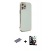 MARSİLYAN™- iPhone 12 Pro Max Kılıf Yankı Serisi - Şeffaf Temperli Cam Ekran Koruyucu + Renkli Kamera Lens Koruma Cam - TU