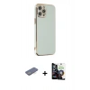 MARSİLYAN™- iPhone 12 Pro Max Kılıf Yankı Serisi - Şeffaf Temperli Cam Ekran Koruyucu + Renkli Kamera Lens Koruma Cam - MI