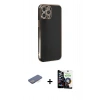 MARSİLYAN™- iPhone 12 Pro Max Kılıf Yankı Serisi - Şeffaf Temperli Cam Ekran Koruyucu + Renkli Kamera Lens Koruma Cam - MI