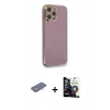 MARSİLYAN™- iPhone 12 Pro Max Kılıf Yankı Serisi - Şeffaf Temperli Cam Ekran Koruyucu + Renkli Kamera Lens Koruma Cam - MI