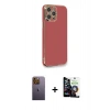 MARSİLYAN™- iPhone 12 Pro Max Kılıf Yankı Serisi - Şeffaf Temperli Cam Ekran Koruyucu + Neon Fosforlu Kamera Lens - SI
