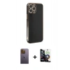 MARSİLYAN™- iPhone 12 Pro Max Kılıf Yankı Serisi - Şeffaf Temperli Cam Ekran Koruyucu + Neon Fosforlu Kamera Lens - SI