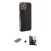 MARSİLYAN™- iPhone 12 Pro Max Kılıf Yankı Serisi - Şeffaf Temperli Cam Ekran Koruyucu + Renkli Kamera Lens Koruma Cam - SI