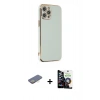 MARSİLYAN™- iPhone 12 Pro Max Kılıf Yankı Serisi - Şeffaf Temperli Cam Ekran Koruyucu + Renkli Kamera Lens Koruma Cam - SI