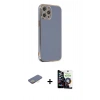 MARSİLYAN™- iPhone 12 Pro Max Kılıf Yankı Serisi - Şeffaf Temperli Cam Ekran Koruyucu + Renkli Kamera Lens Koruma Cam - SI