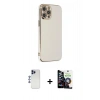 MARSİLYAN™- iPhone 12 Pro Max Kılıf Yankı Serisi - Şeffaf Temperli Cam Ekran Koruyucu + Shine Kamera Lens - LT