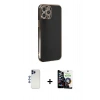 MARSİLYAN™- iPhone 12 Pro Max Kılıf Yankı Serisi - Şeffaf Temperli Cam Ekran Koruyucu + Shine Kamera Lens - LT