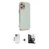 MARSİLYAN™- iPhone 12 Pro Max Kılıf Yankı Serisi - Şeffaf Temperli Cam Ekran Koruyucu + Shine Kamera Lens - LT