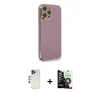MARSİLYAN™- iPhone 12 Pro Max Kılıf Yankı Serisi - Şeffaf Temperli Cam Ekran Koruyucu + Shine Kamera Lens - LT
