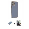 MARSİLYAN™- iPhone 12 Pro Max Kılıf Yankı Serisi - Şeffaf Temperli Cam Ekran Koruyucu + Shine Kamera Lens Koruma Cam - PE