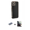 MARSİLYAN™- iPhone 12 Pro Max Kılıf Yankı Serisi - Şeffaf Temperli Cam Ekran Koruyucu + Renkli Kamera Lens Koruma Cam - YL