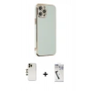 MARSİLYAN™- iPhone 12 Pro Max Kılıf Yankı Serisi - Şeffaf Uv Polymer Nano Ekran Koruyucu + Gold Shine Kamera Lens