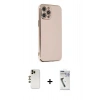 MARSİLYAN™- iPhone 12 Pro Max Kılıf Yankı Serisi - Şeffaf Uv Polymer Nano Ekran Koruyucu + Gold Shine Kamera Lens
