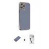 MARSİLYAN™- iPhone 12 Pro Max Kılıf Yankı Serisi - Şeffaf Uv Polymer Nano Ekran Koruyucu + Metal Kamera Lens Koruma Cam - GD