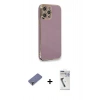 MARSİLYAN™- iPhone 12 Pro Max Kılıf Yankı Serisi - Şeffaf Uv Polymer Nano Ekran Koruyucu + Metal Kamera Lens Koruma Cam - GD