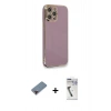 MARSİLYAN™- iPhone 12 Pro Max Kılıf Yankı Serisi - Şeffaf Uv Polymer Nano Ekran Koruyucu + Metal Kamera Lens Koruma Cam - KI
