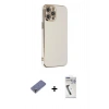 MARSİLYAN™- iPhone 12 Pro Max Kılıf Yankı Serisi - Şeffaf Uv Polymer Nano Ekran Koruyucu + Metal Kamera Lens Koruma Cam - GD