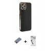 MARSİLYAN™- iPhone 12 Pro Max Kılıf Yankı Serisi - Şeffaf Uv Polymer Nano Ekran Koruyucu + Metal Kamera Lens Koruma Cam - KI