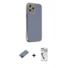 MARSİLYAN™- iPhone 12 Pro Max Kılıf Yankı Serisi - Şeffaf Uv Polymer Nano Ekran Koruyucu + Metal Kamera Lens Koruma Cam - KI