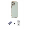MARSİLYAN™- iPhone 12 Pro Max Kılıf Yankı Serisi - Şeffaf Uv Polymer Nano Ekran Koruyucu + Metal Kamera Lens Koruma Cam - GD
