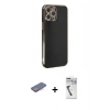 MARSİLYAN™- iPhone 12 Pro Max Kılıf Yankı Serisi - Şeffaf Uv Polymer Nano Ekran Koruyucu + Renkli Kamera Lens Koruma Cam - PE