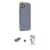 MARSİLYAN™- iPhone 12 Pro Max Kılıf Yankı Serisi - Şeffaf Uv Polymer Nano Ekran Koruyucu + Renkli Kamera Lens Koruma Cam - PE
