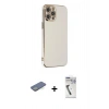 MARSİLYAN™- iPhone 12 Pro Max Kılıf Yankı Serisi - Şeffaf Uv Polymer Nano Ekran Koruyucu + Renkli Kamera Lens Koruma Cam - YL