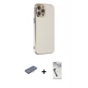 MARSİLYAN™- iPhone 12 Pro Max Kılıf Yankı Serisi - Şeffaf Uv Polymer Nano Ekran Koruyucu + Renkli Kamera Lens Koruma Cam - PE