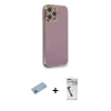 MARSİLYAN™- iPhone 12 Pro Max Kılıf Yankı Serisi - Şeffaf Uv Polymer Nano Ekran Koruyucu + Shine Kamera Lens Koruma Cam - MI