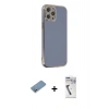 MARSİLYAN™- iPhone 12 Pro Max Kılıf Yankı Serisi - Şeffaf Uv Polymer Nano Ekran Koruyucu + Shine Kamera Lens Koruma Cam - GS