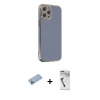 MARSİLYAN™- iPhone 12 Pro Max Kılıf Yankı Serisi - Şeffaf Uv Polymer Nano Ekran Koruyucu + Shine Kamera Lens Koruma Cam - MI
