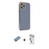 MARSİLYAN™- iPhone 12 Pro Max Kılıf Yankı Serisi - Şeffaf Uv Polymer Nano Ekran Koruyucu + Shine Kamera Lens Koruma Cam - PE