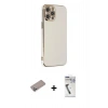 MARSİLYAN™- iPhone 12 Pro Max Kılıf Yankı Serisi - Şeffaf Uv Polymer Nano Ekran Koruyucu + Shine Kamera Lens Koruma Cam - SABE