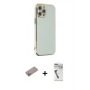 MARSİLYAN™- iPhone 12 Pro Max Kılıf Yankı Serisi - Şeffaf Uv Polymer Nano Ekran Koruyucu + Shine Kamera Lens Koruma Cam - SABE