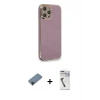 MARSİLYAN™- iPhone 12 Pro Max Kılıf Yankı Serisi - Şeffaf Uv Polymer Nano Ekran Koruyucu + Shine Kamera Lens Koruma Cam - SH