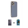 MARSİLYAN™- iPhone 12 Pro Max Kılıf Yankı Serisi - Siyah 18D Cam Ekran Koruyucu + Neon Fosforlu Kamera Lens - BZ