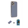 MARSİLYAN™- iPhone 12 Pro Max Kılıf Yankı Serisi - Siyah 18D Cam Ekran Koruyucu + Metal Kamera Lens Koruma Cam - GD