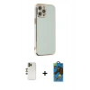 MARSİLYAN™- iPhone 12 Pro Max Kılıf Yankı Serisi - Siyah 18D Cam Ekran Koruyucu + Shine Kamera Lens - GD