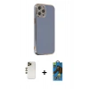 MARSİLYAN™- iPhone 12 Pro Max Kılıf Yankı Serisi - Siyah 18D Cam Ekran Koruyucu + Shine Kamera Lens - GD