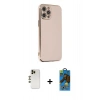 MARSİLYAN™- iPhone 12 Pro Max Kılıf Yankı Serisi - Siyah 18D Cam Ekran Koruyucu + Shine Kamera Lens - GD